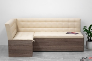 Форест Скамья угловая со спальным местом (Трюфель/Кожзам бежевый)
