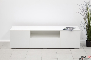 Glance Тумба ТВ тип 1 (Белый/Стекло белый глянец)