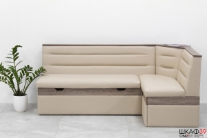 Корсика диван кухонный со спальным местом (Трюфель/Экокожа крем)