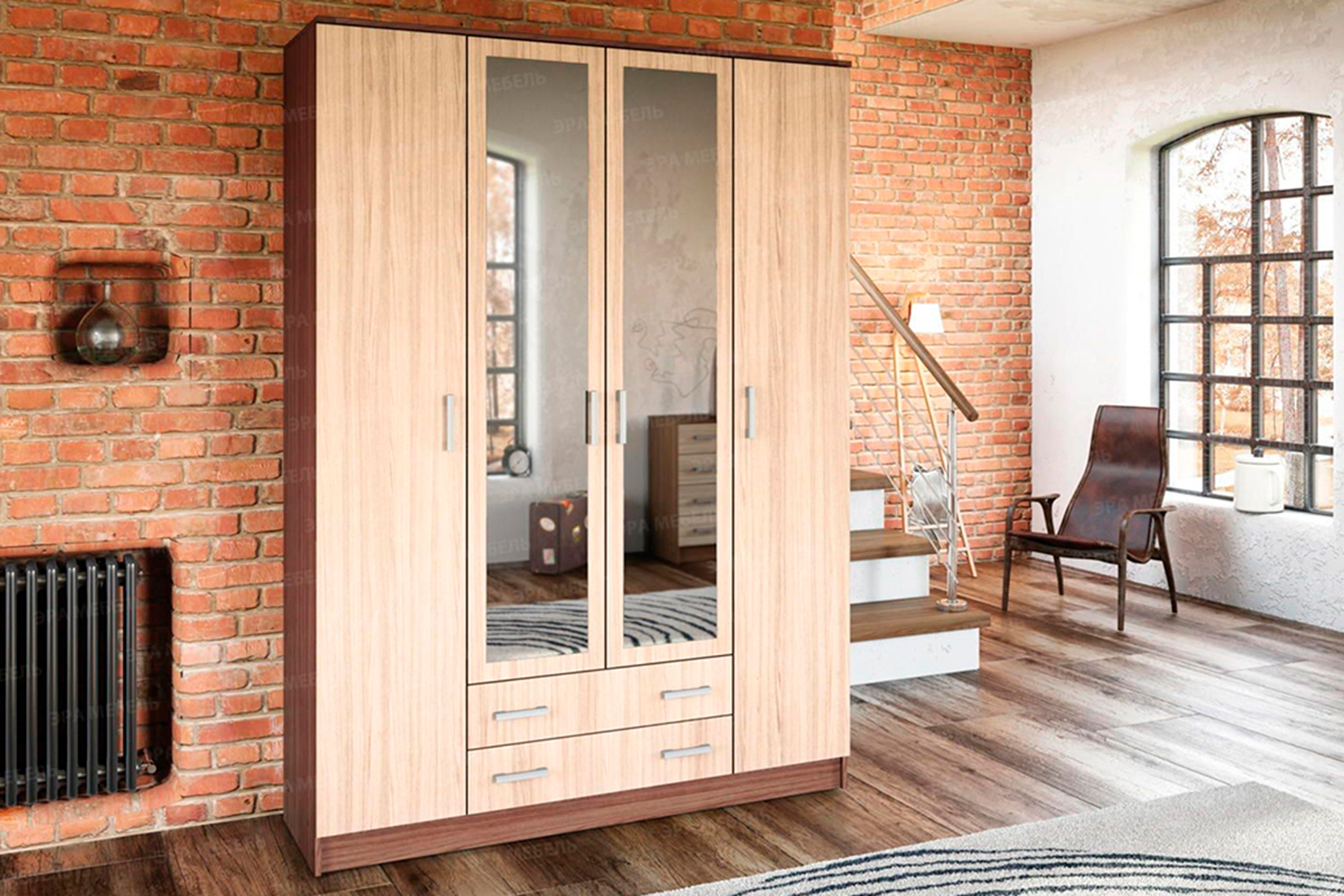 Шкаф 4х дверный КВАДРО Ясень шимо