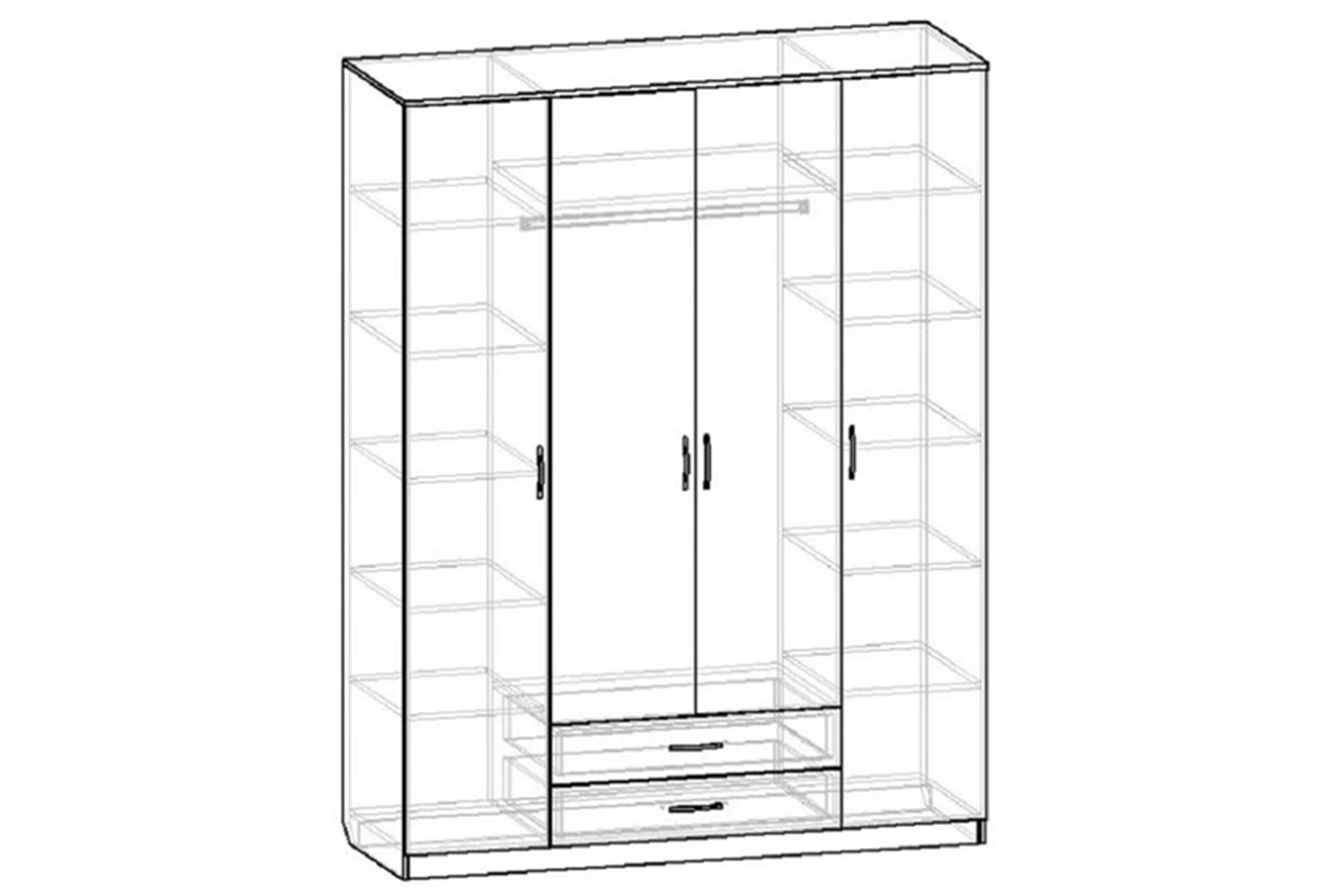 Шкаф 4х дверный КВАДРО Ясень шимо