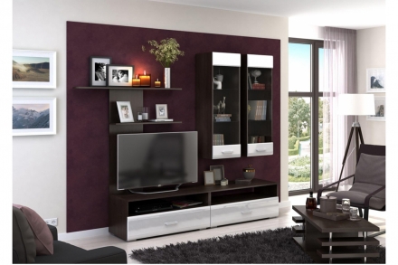 Вегас Стенка 2 венге/белый глянец