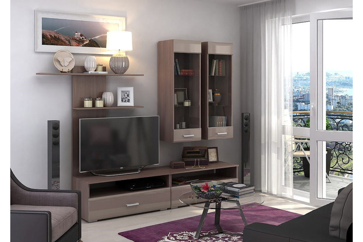 Вегас Стенка 2 Шимо темный/Кофе с молоком глянец