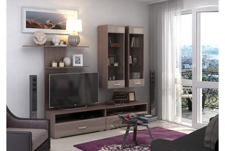 Вегас Стенка 2 Шимо темный/Кофе с молоком глянец