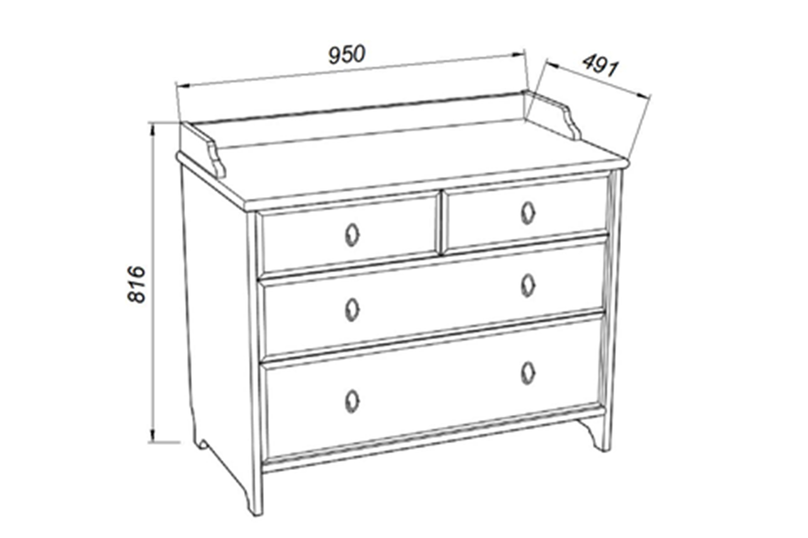 Вествик Комод 4 Белый лак