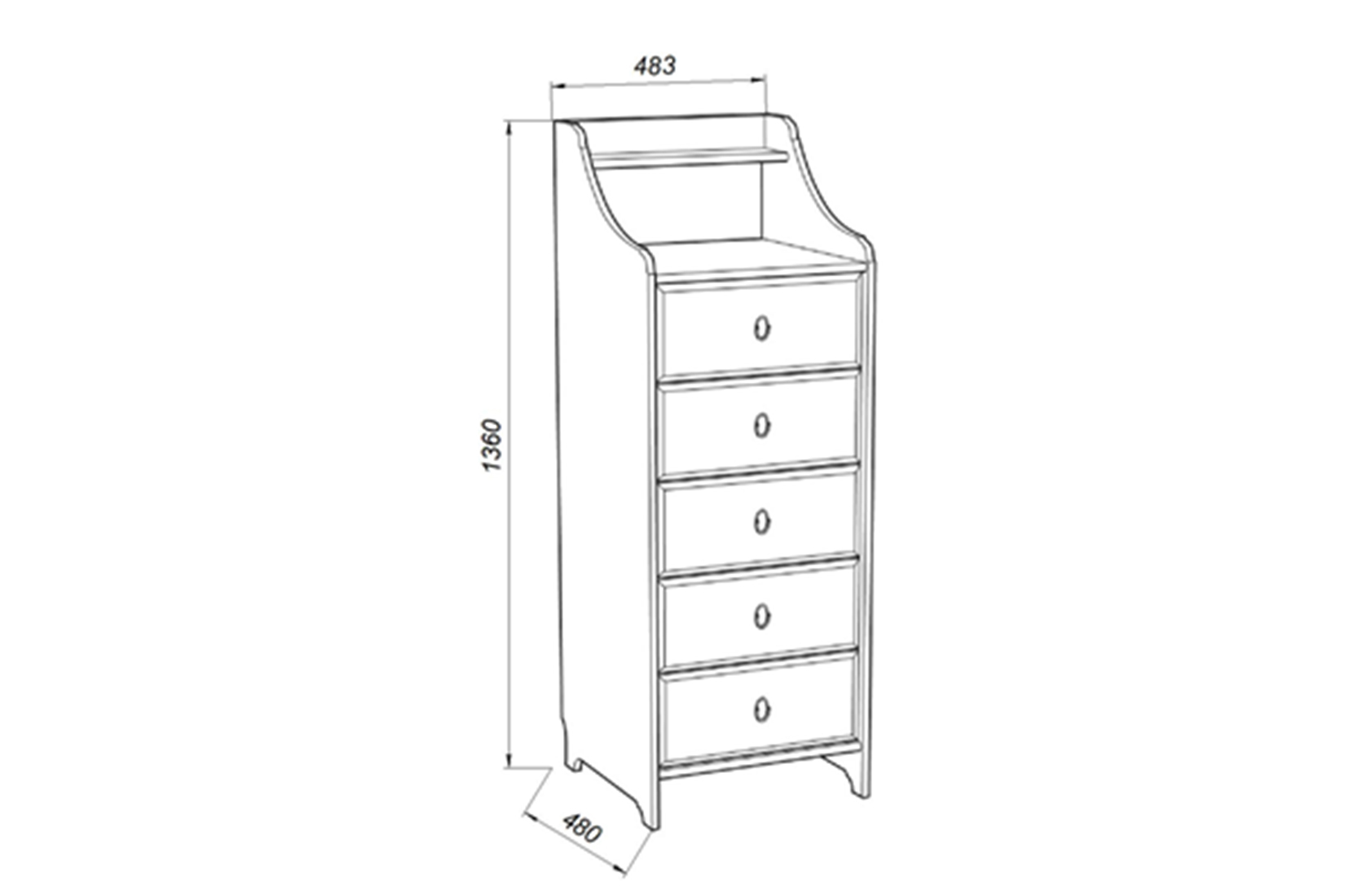 Вествик Комод 5 Белый лак