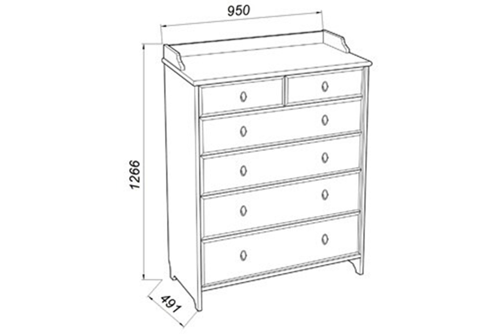 Вествик Комод 6 Белый лак