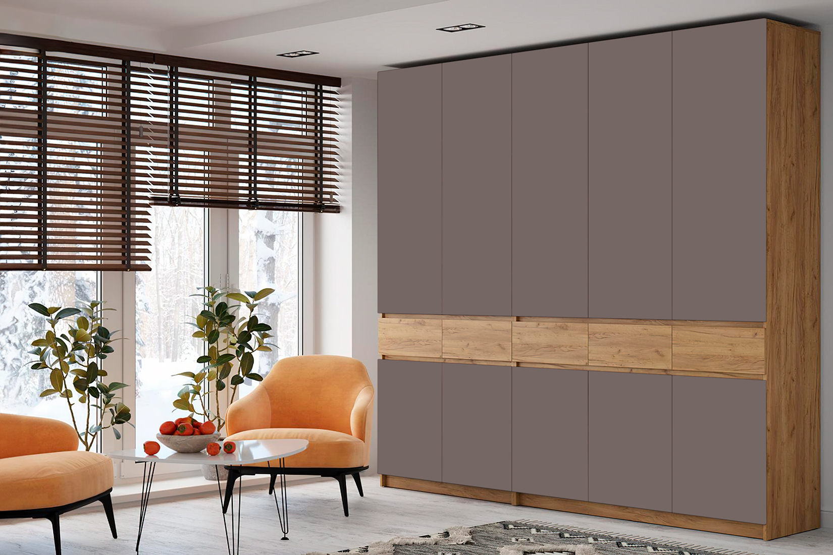 Бостон Шкаф 5-ств. Дуб Крафт золотой/Серый Шифер