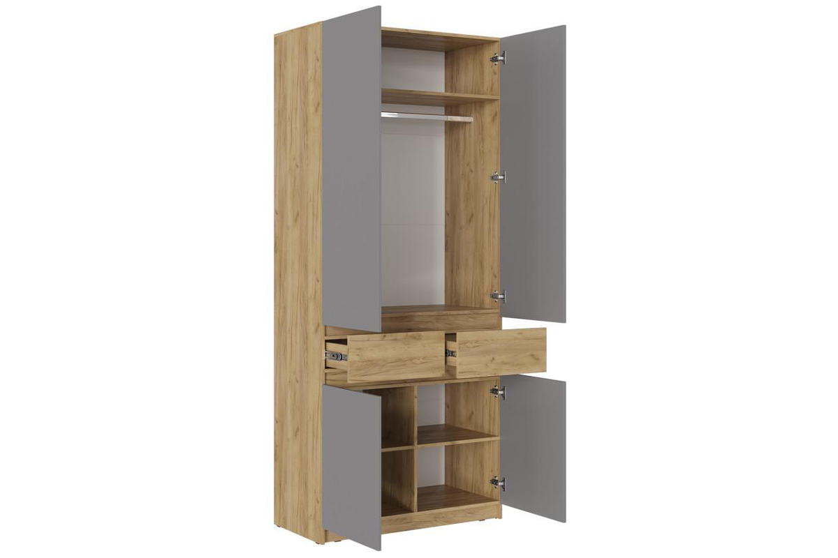 Бостон Шкаф 5-ств. Дуб Крафт золотой/Серый Шифер