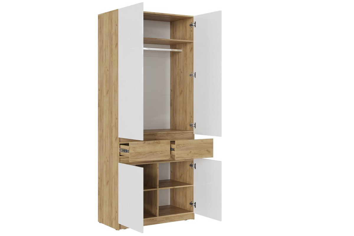 Бостон Шкаф 5-ств. Дуб Крафт золотой/Белый глянец