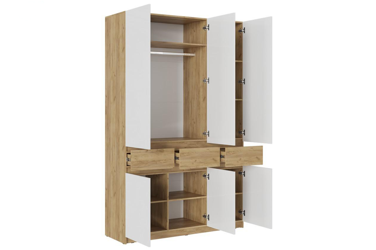 Бостон Шкаф 5-ств. Дуб Крафт золотой/Белый глянец