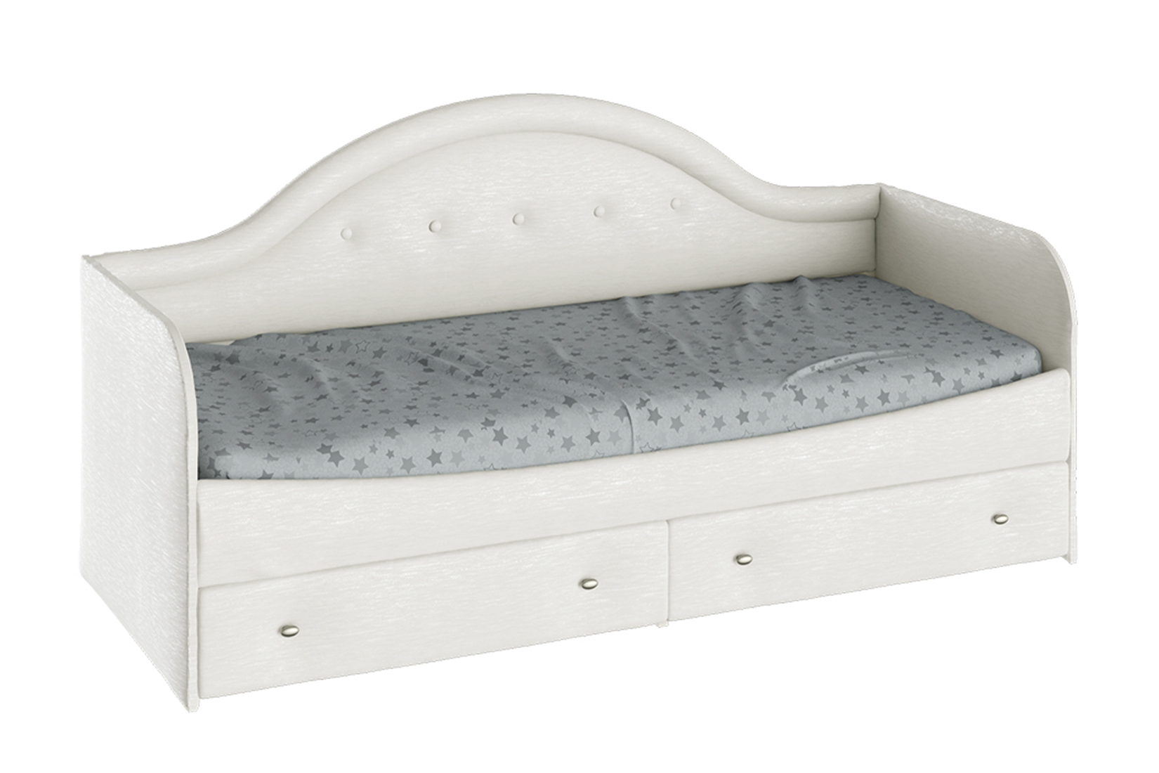 Кровать «Адель» с мягкой спинкой тип 1 Экокожа Крем