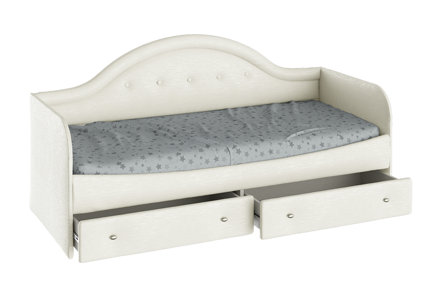 Кровать «Адель» с мягкой спинкой тип 1 Экокожа Крем