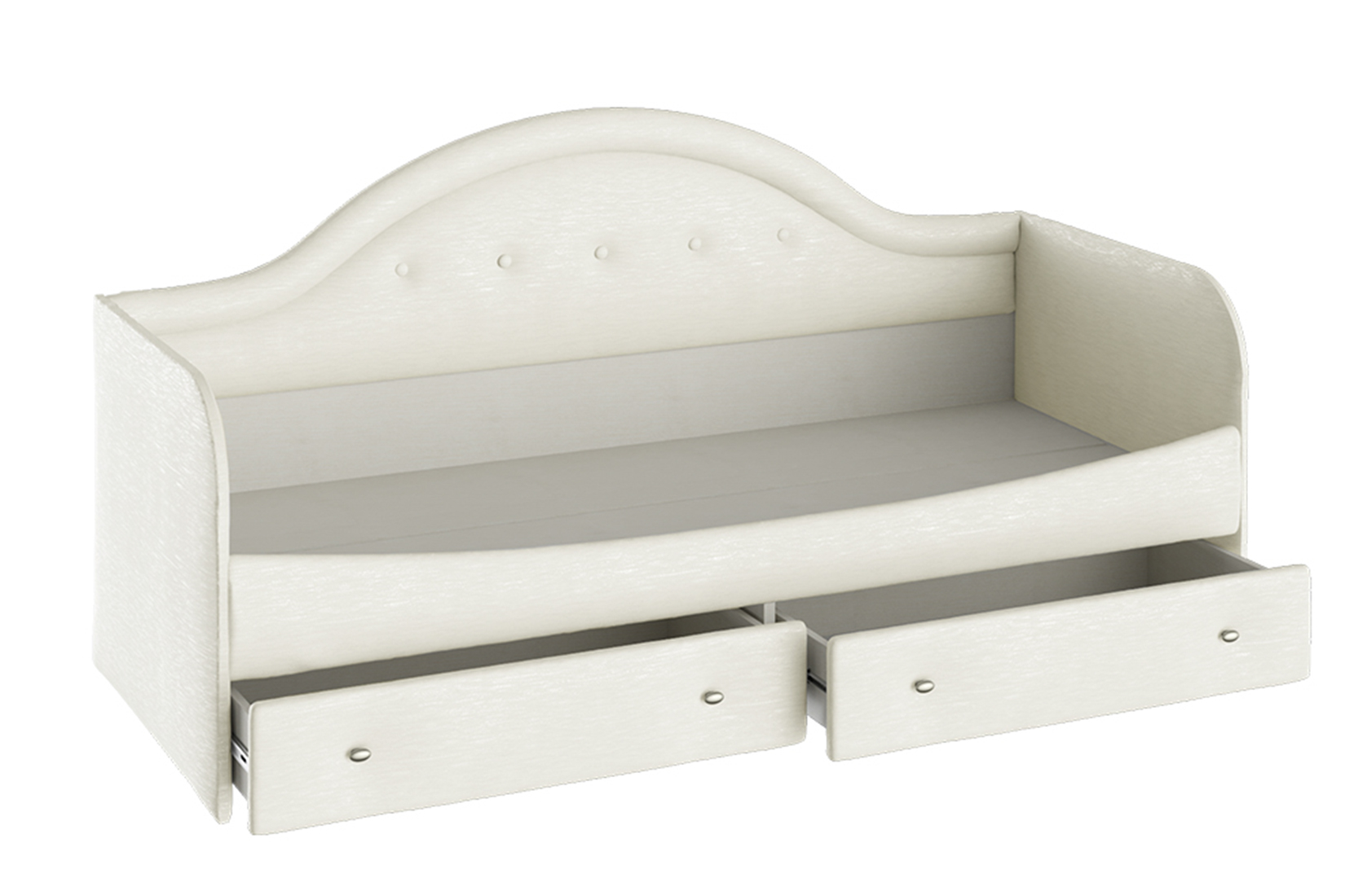 Кровать «Адель» с мягкой спинкой тип 1 Экокожа Крем