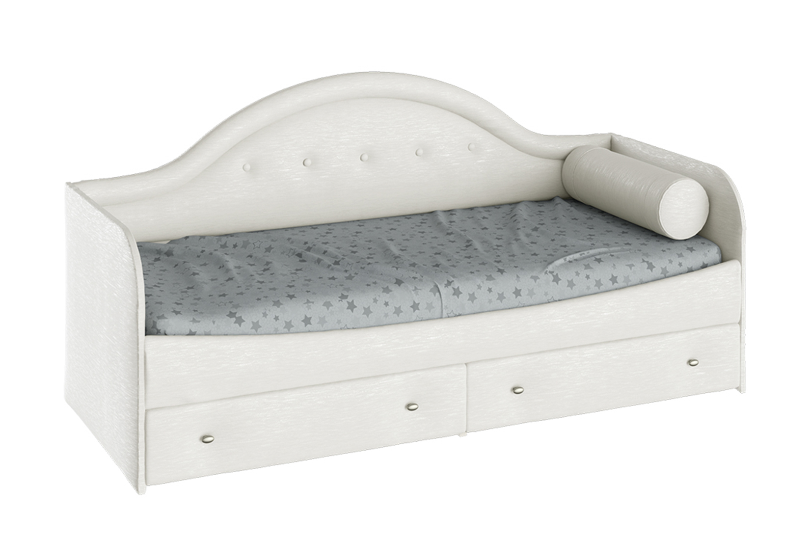 Адель тип 1 Кровать 80х200 с мягкой спинкой с 1-й подушкой-валиком Крем