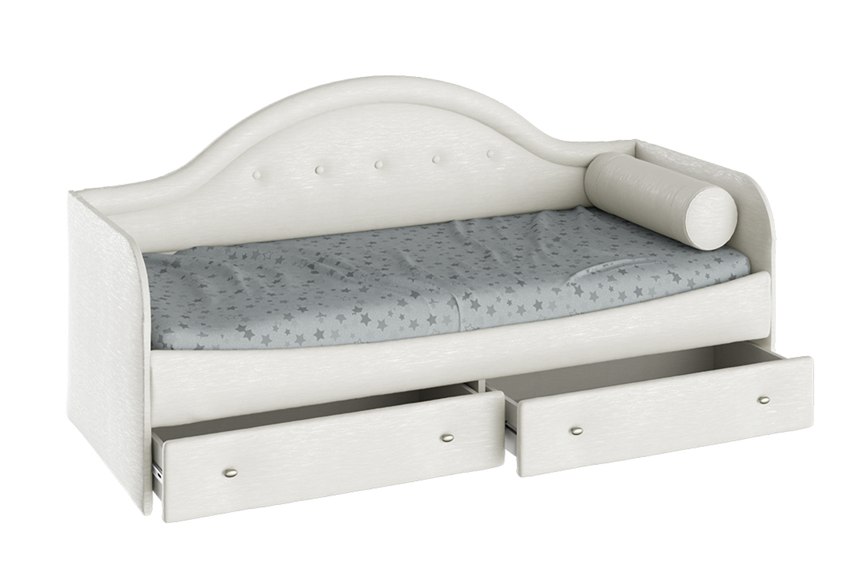 Адель тип 1 Кровать 80х200 с мягкой спинкой с 1-й подушкой-валиком Крем