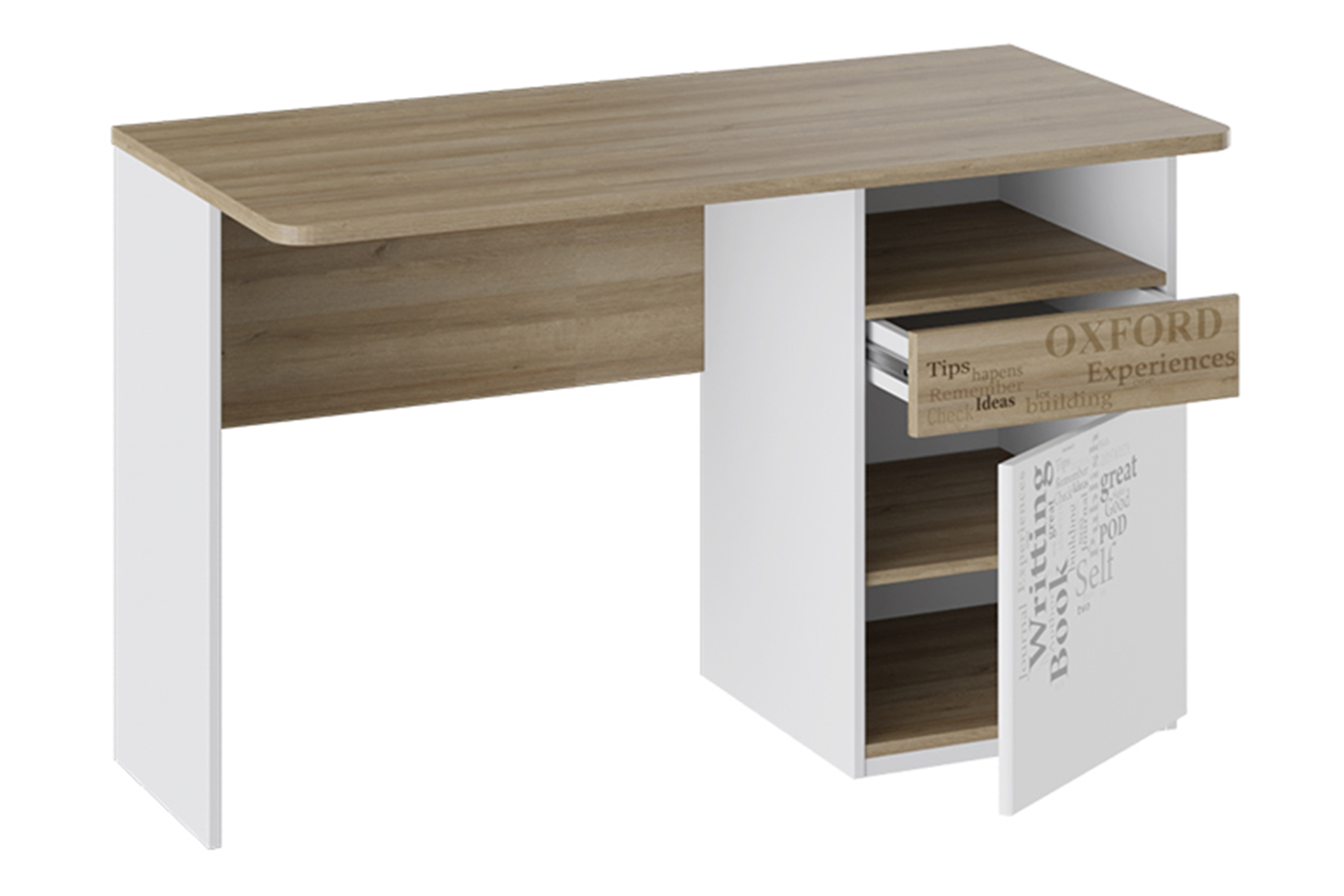 Оксфорд ТД-139.15.02 Стол с ящиками (Ривьера/Белый с рисунком)