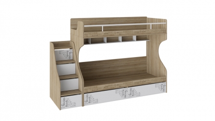 Кровать 2-х ярусная с лестницей приставной с ящиками «Оксфорд»