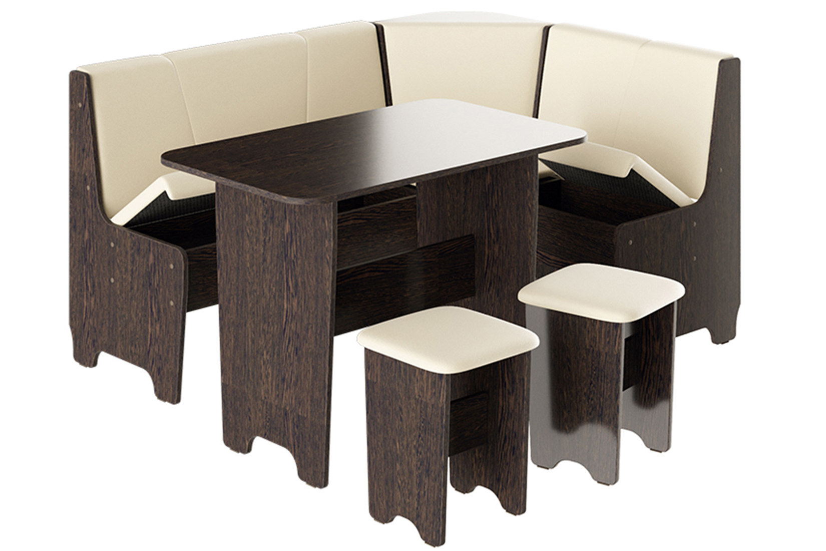 Техас Исп.1 Кухонный уголок (Каркас Венге/Экокожа бежевая)