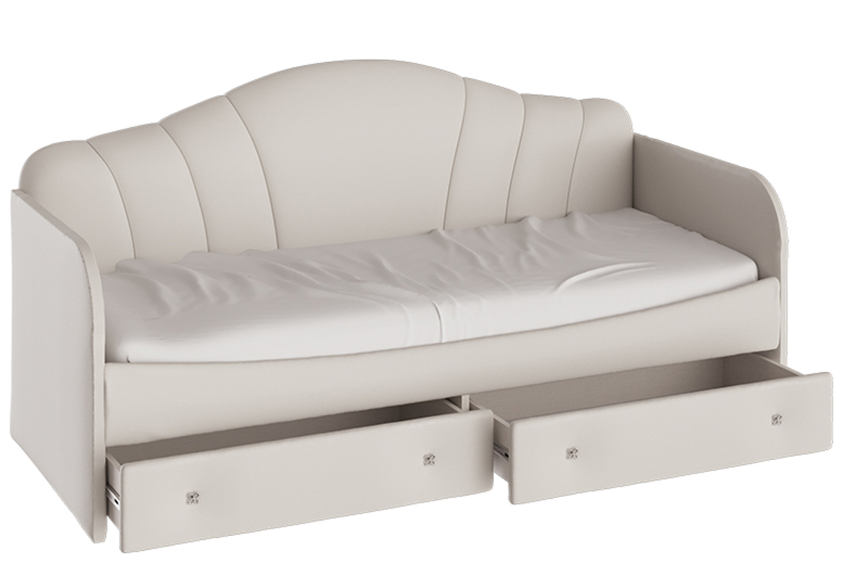 Кровать с мягкой спинкой и ящиками «Сабрина» (900) Ткань Кашемир Бежевый