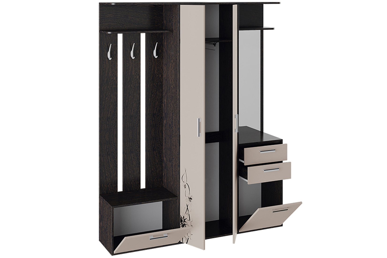 Набор мебели для прихожей «Витра» Тип 2 (Венге Цаво, Дуб Белфорт с рисунком)