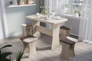 Титул Обеденная группа Дуб сонома/Ткань коричневая/бежевая