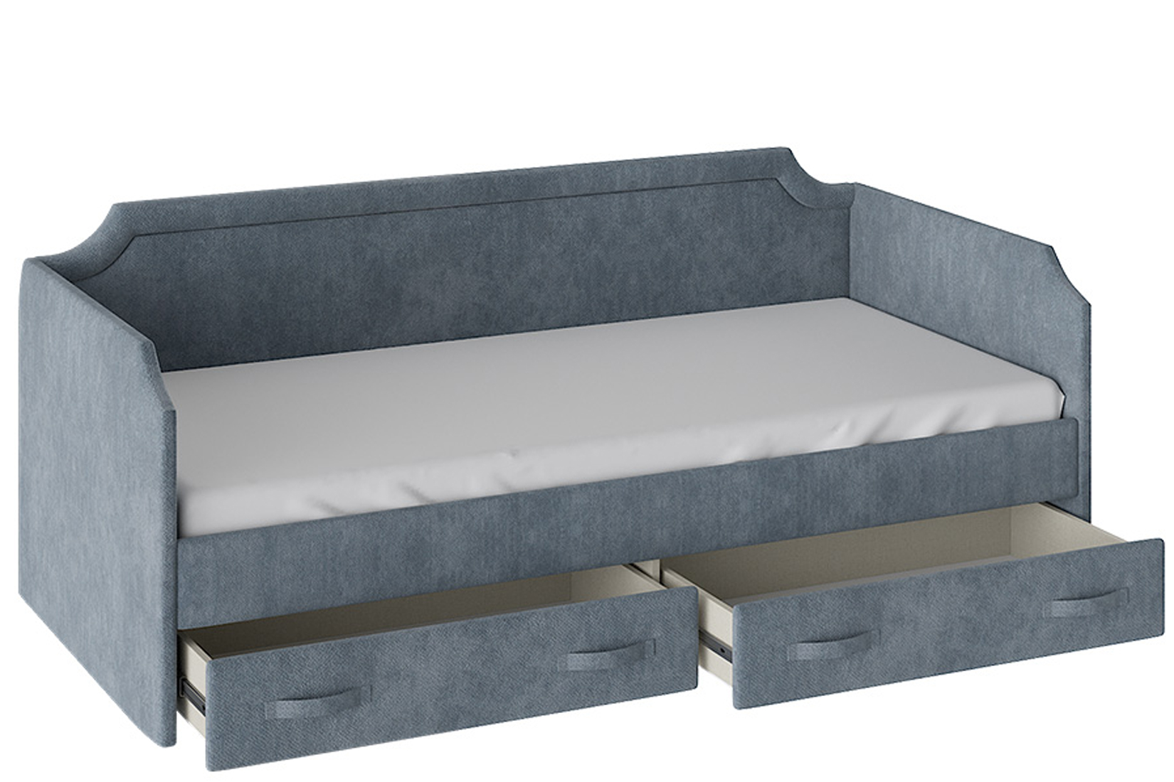 Кровать с мягкой обивкой и ящиками «Кантри» Тип 1 (900) Замша синяя