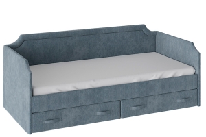 Кровать с мягкой обивкой и ящиками «Кантри» Тип 1 (900) Замша синяя