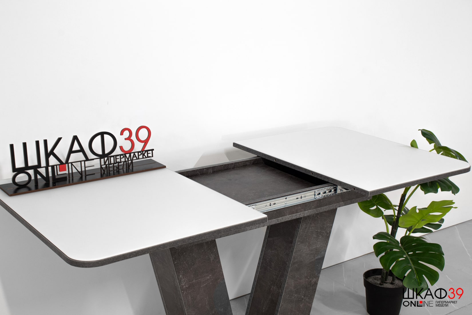 Чинзано Стол раздвижной Тип 1 (Моод темный/стекло белое матовое)