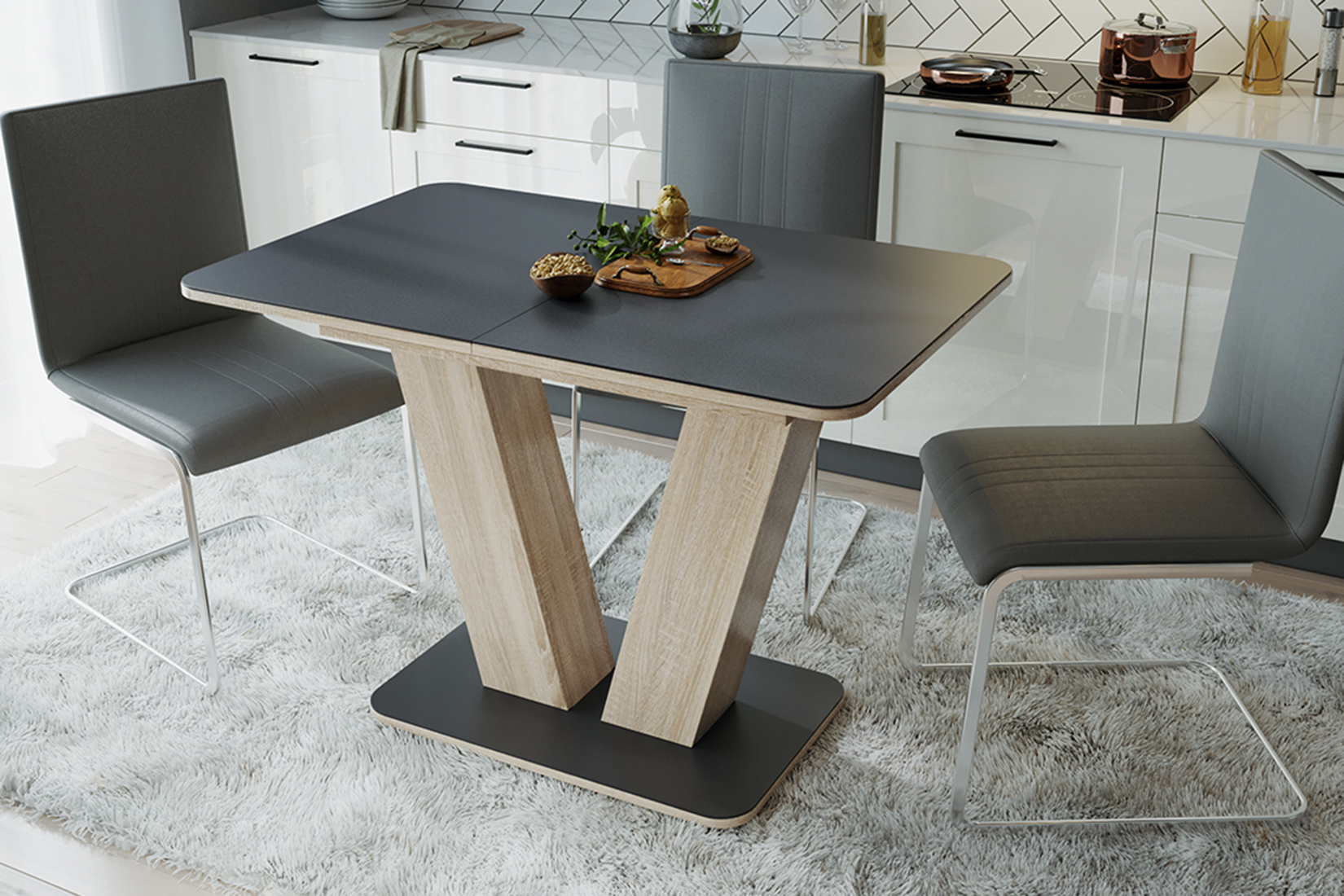 Чинзано Стол раздвижной Тип 1 (Дуб сонома/стекло серое)