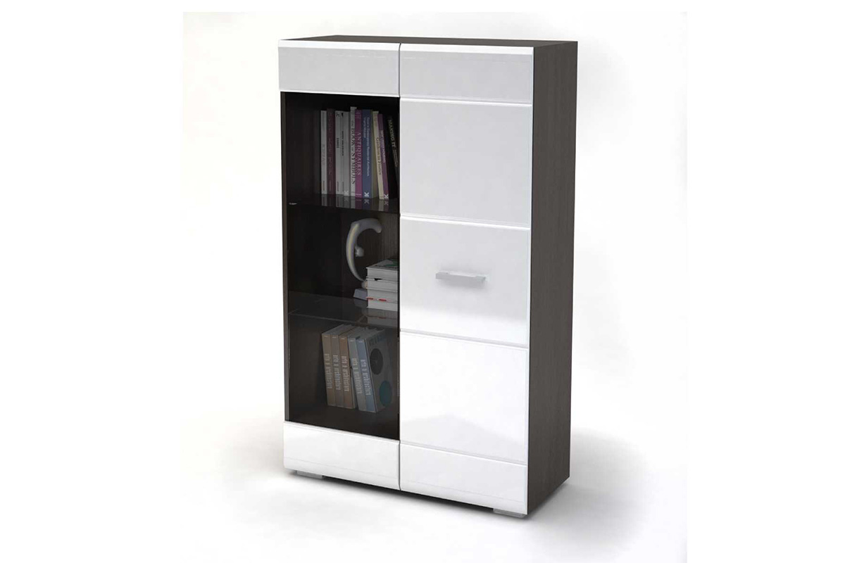 Вегас Стеллаж белый глянец/венге