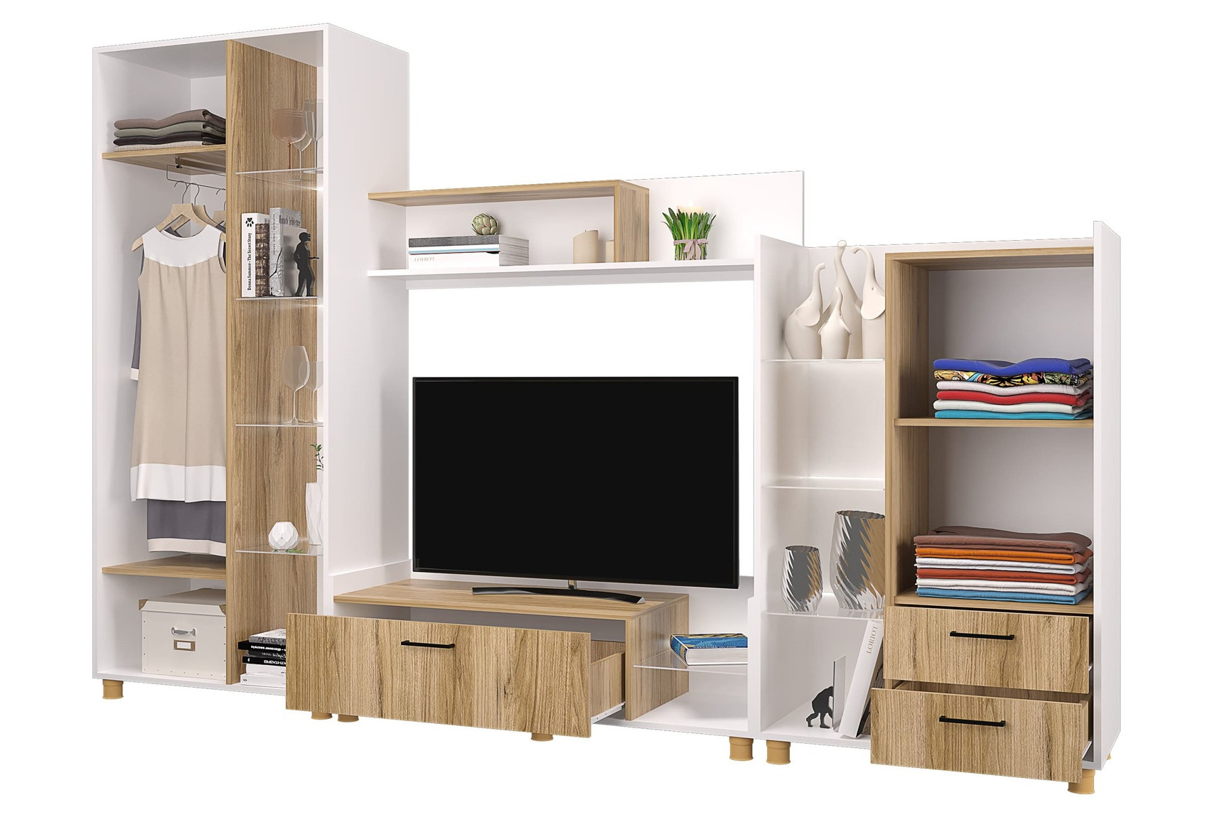 Талин Гостиная белый/дуб золотой