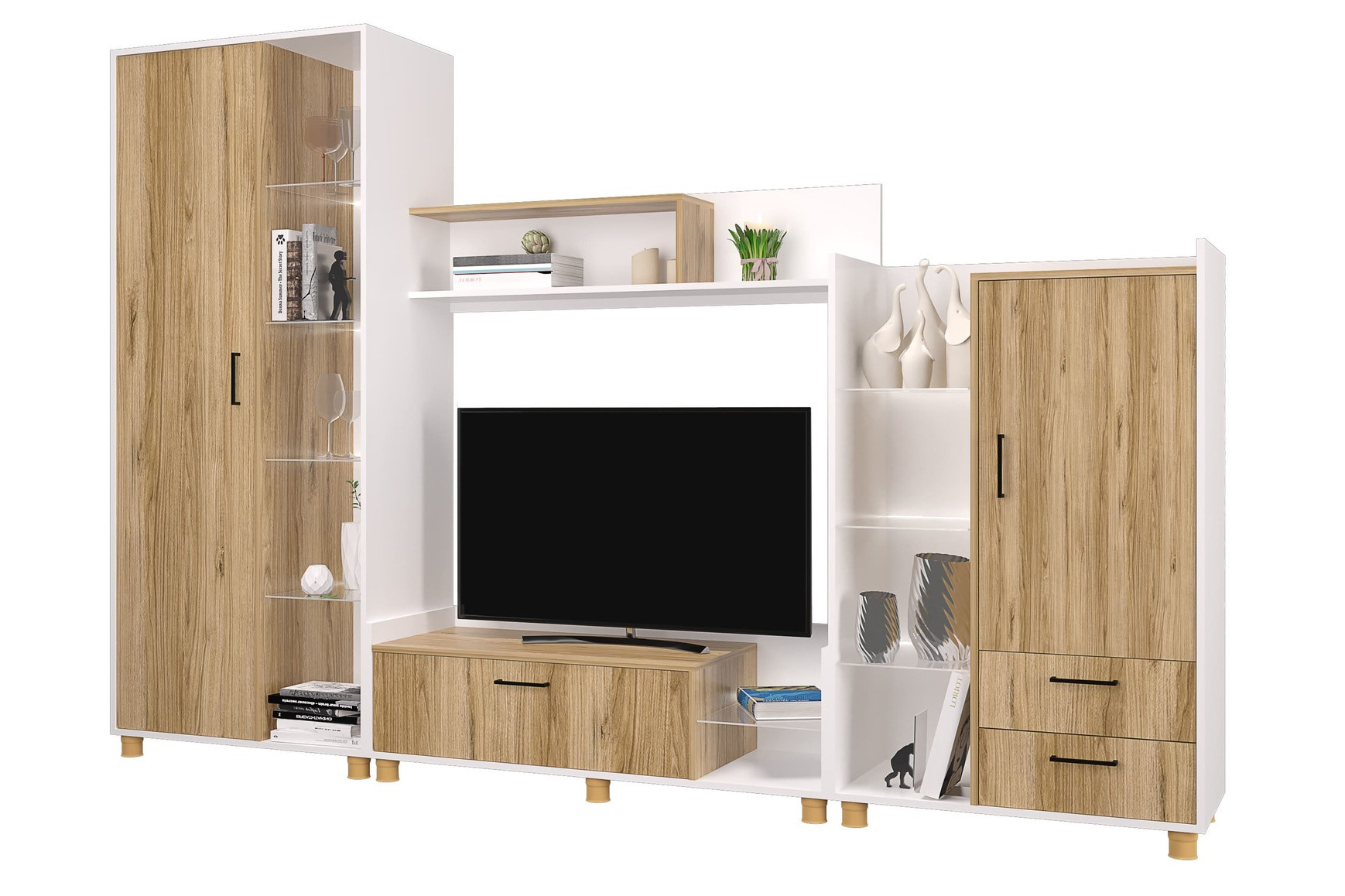 Талин Гостиная белый/дуб золотой