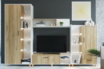 Талин Гостиная белый/дуб золотой