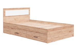 Рэд-1 Кровать 120х200 с ЛДСП настилом с ящиками Крафт золотой/Белый Жаклин