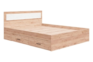 Рэд-1 Кровать 140х200 с ЛДСП настилом с ящиками Крафт золотой/Белый Жаклин