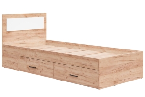 Рэд-1 Кровать 90х200 с ЛДСП настилом (без ящиков) Крафт золотой/Белый