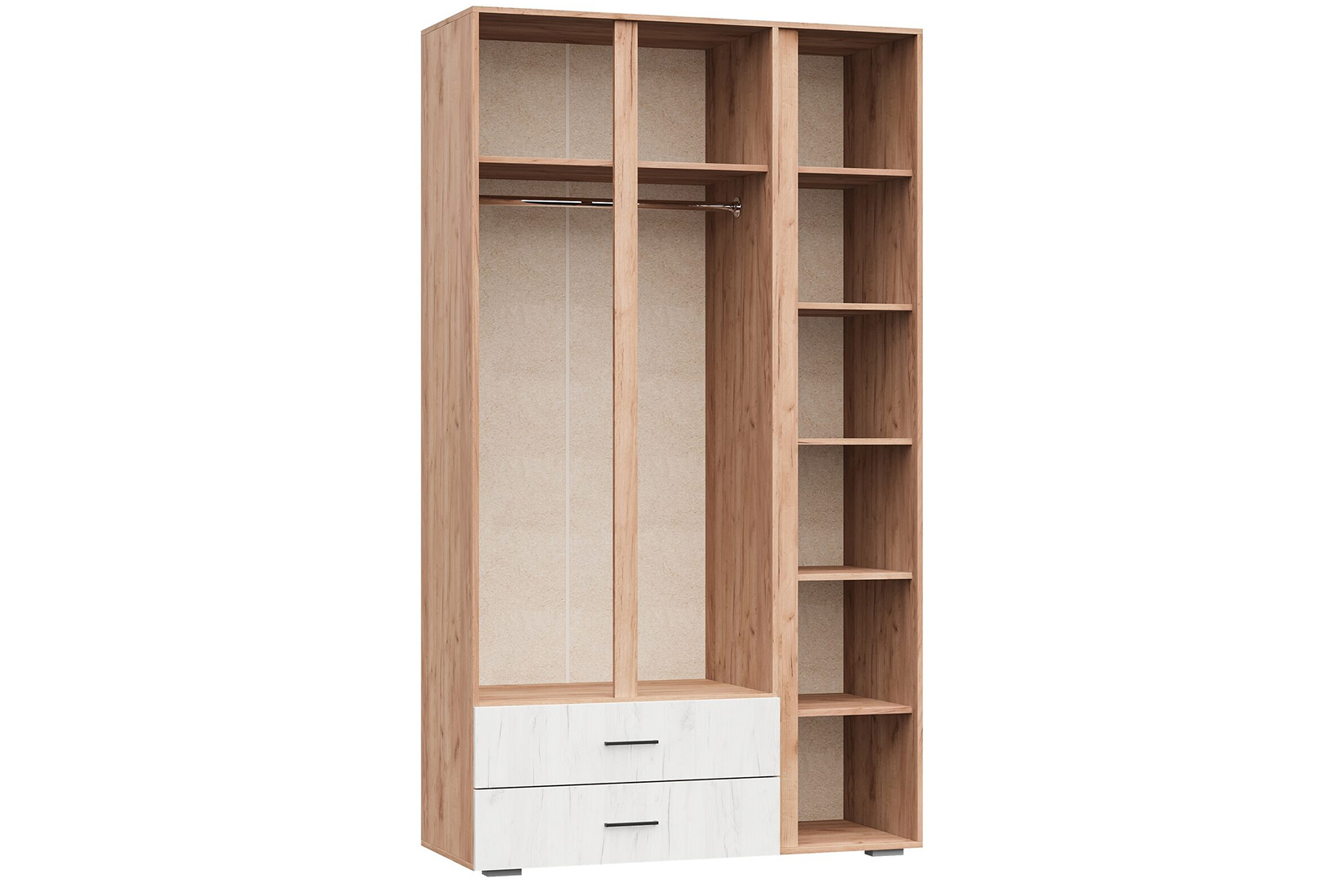 Рэд-1 Шкаф 3 ств с 2 ящиками Крафт белый