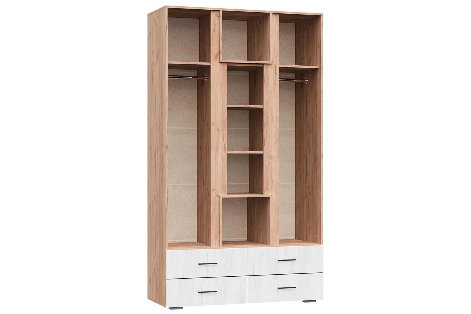 Рэд-1 Шкаф 3 ств с 4 ящиками Крафт белый