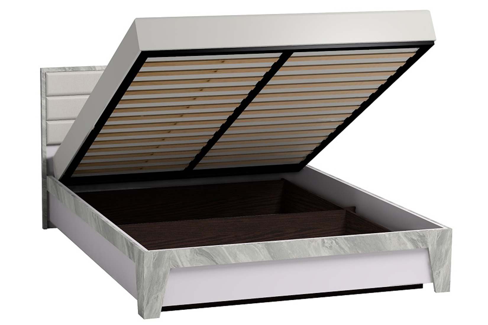 Айрис 307 Люкс Кровать 160 с подъемным механизмом Белый/Статуарио