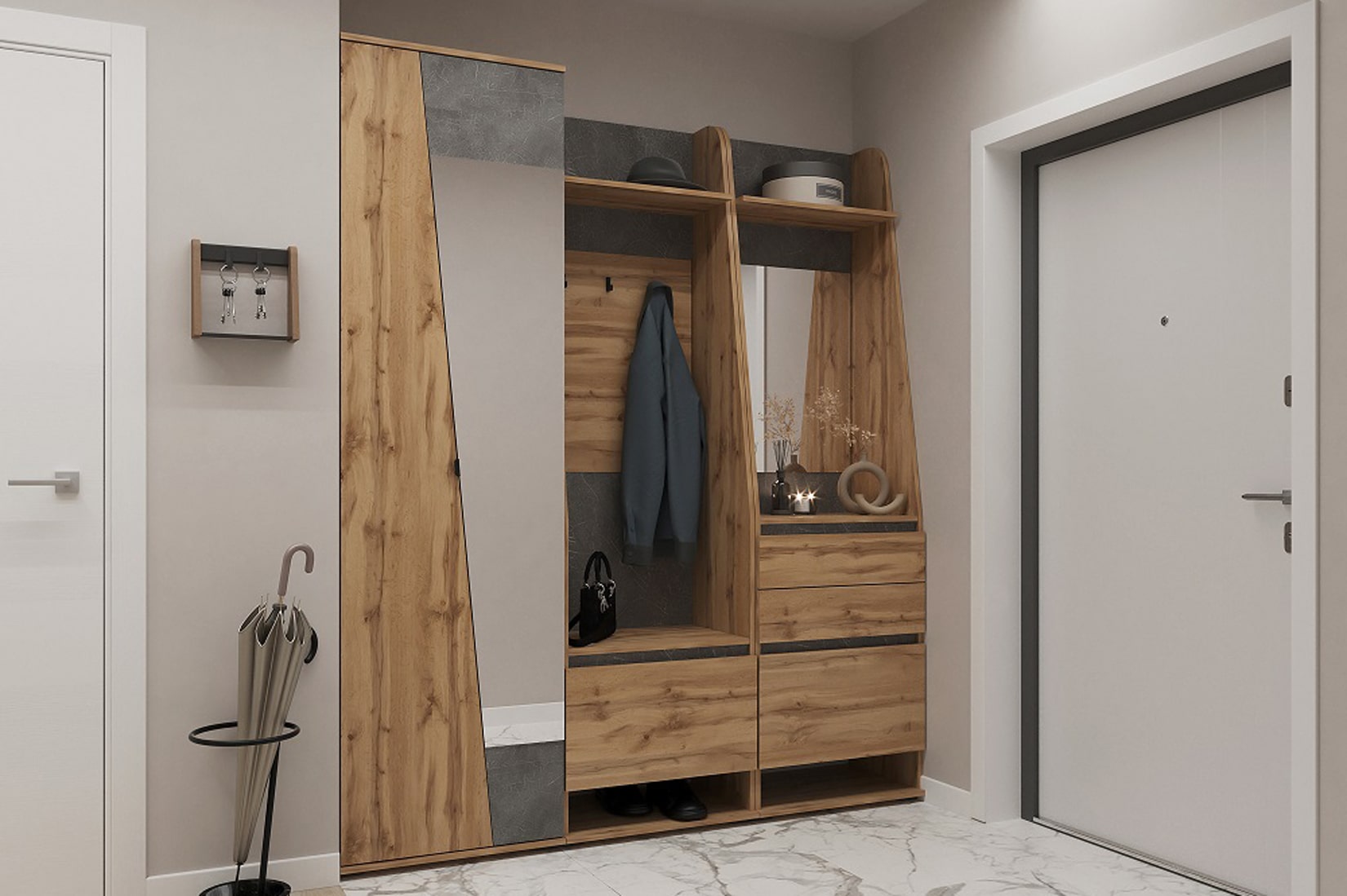 Шкаф для одежды с зеркалом Мари 1