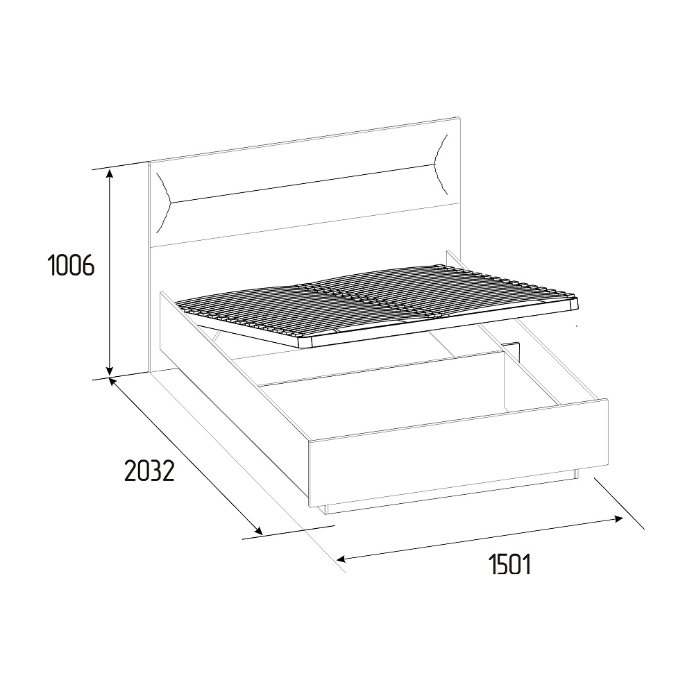 Кровать с подъемным механизмом Neo 308 Люкс 140х200, дуб шавиниган