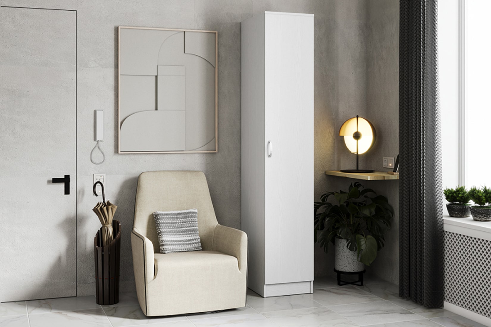 Ронда ШК-1 Пенал для белья Белый