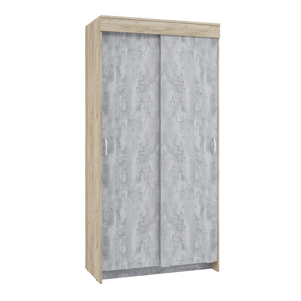 Шкаф-купе Бассо 1 м, дуб крафт серый/бетонный камень