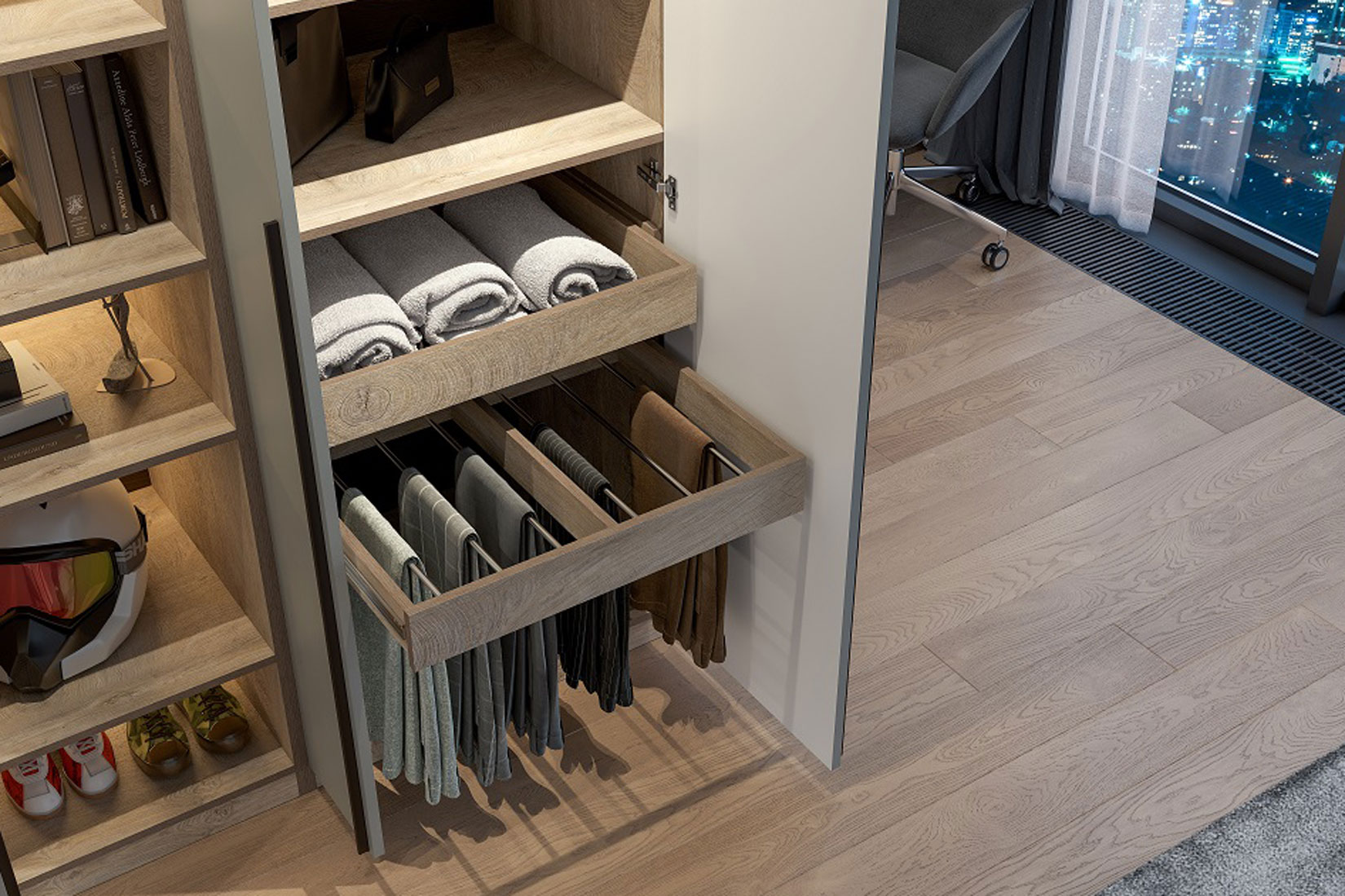 Этна 2 м Шкаф для одежды Дуб эндгрей необработанный/Софт грей