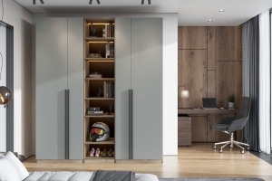 Этна 2 м Шкаф для одежды Дуб эндгрей необработанный/Софт грей