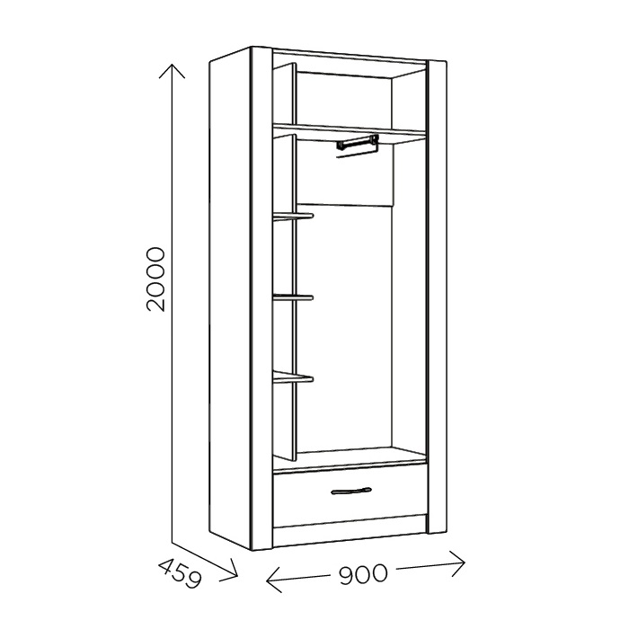 Шкаф двухстворчатый для одежды Ева 5 М1