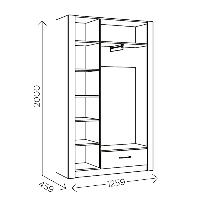 Шкаф трехстворчатый для одежды Ева 5 М2