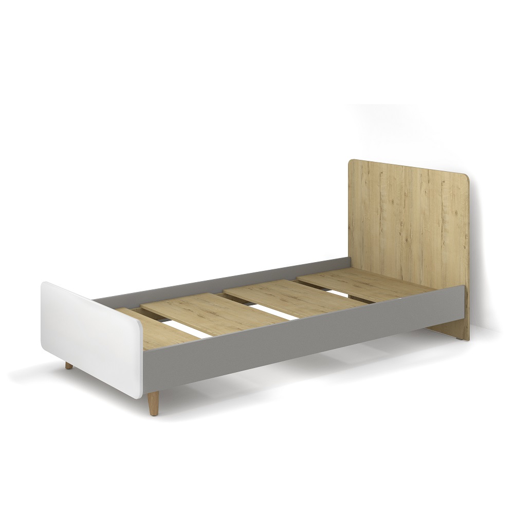 Бенедикт М6 Кровать детская 90х200 Дуб Ирландский/Серый/Белый