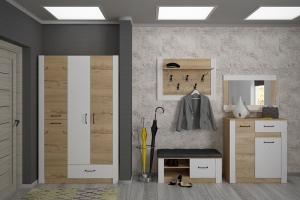 Ева 5. Комплект 1 Прихожая Белый/Дуб Ирландский